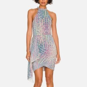 Saylor Loni Draped Sequined Mini Dress